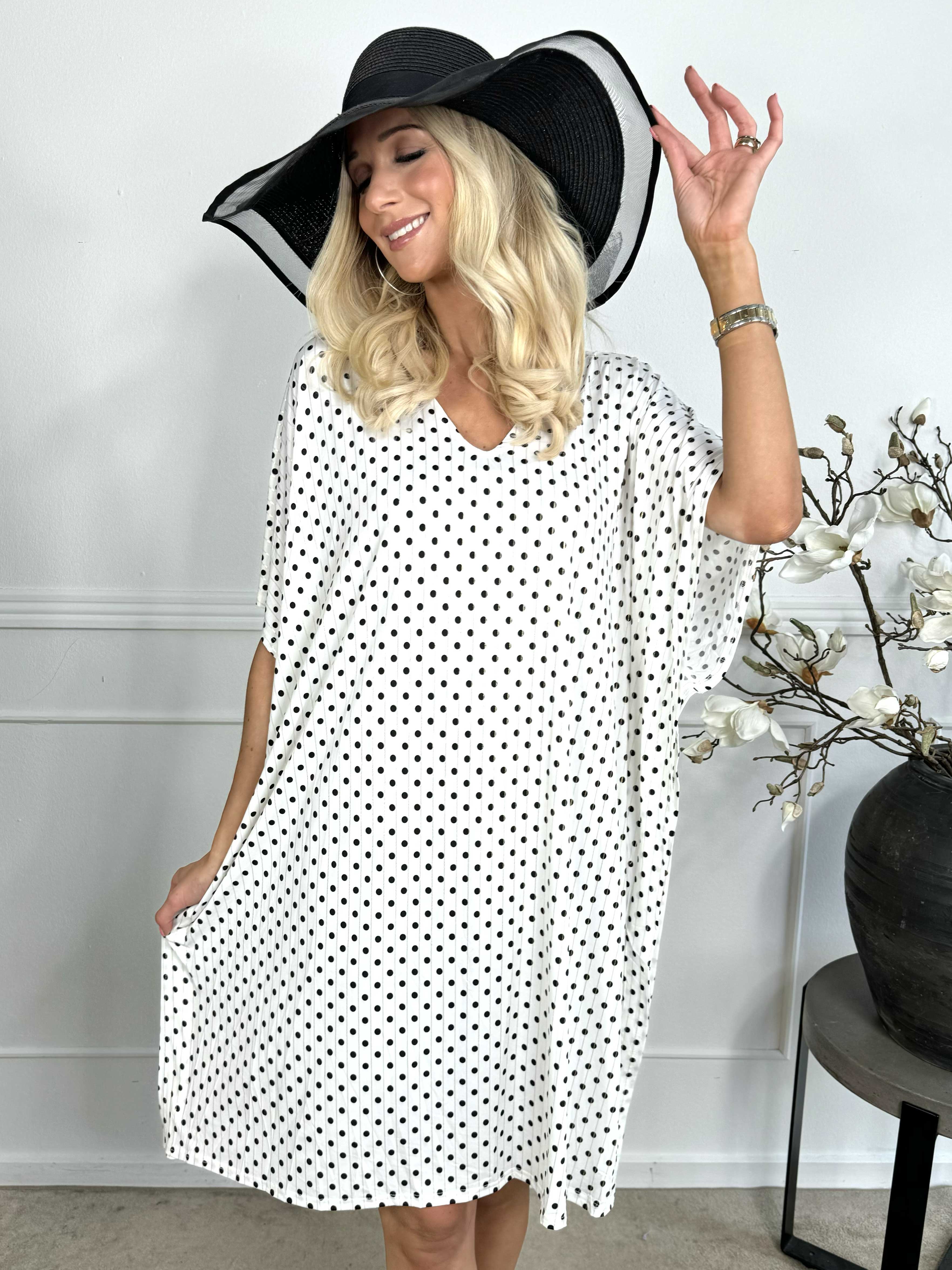 Azmina Dot - Elastisk tunikakjole i loose fit